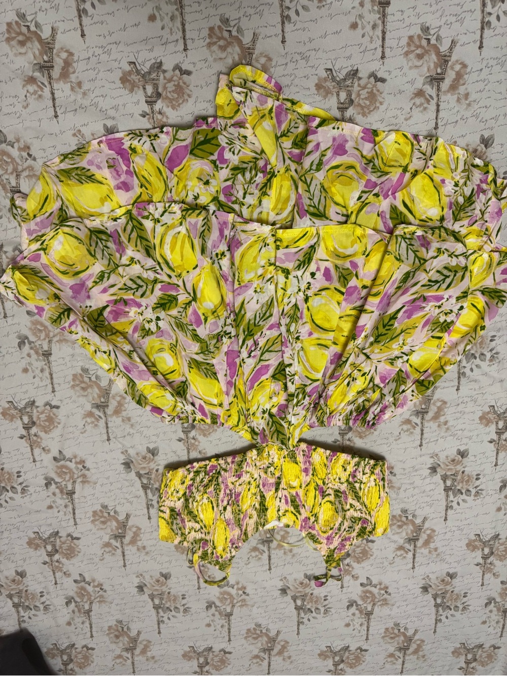 Bright Floral Yellow-Pink Women's Top - Brand Unspecified